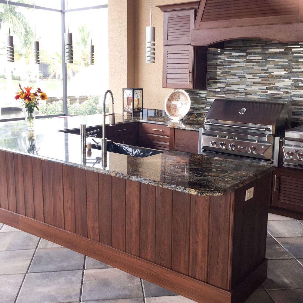 spacious dark brown themed kitchen