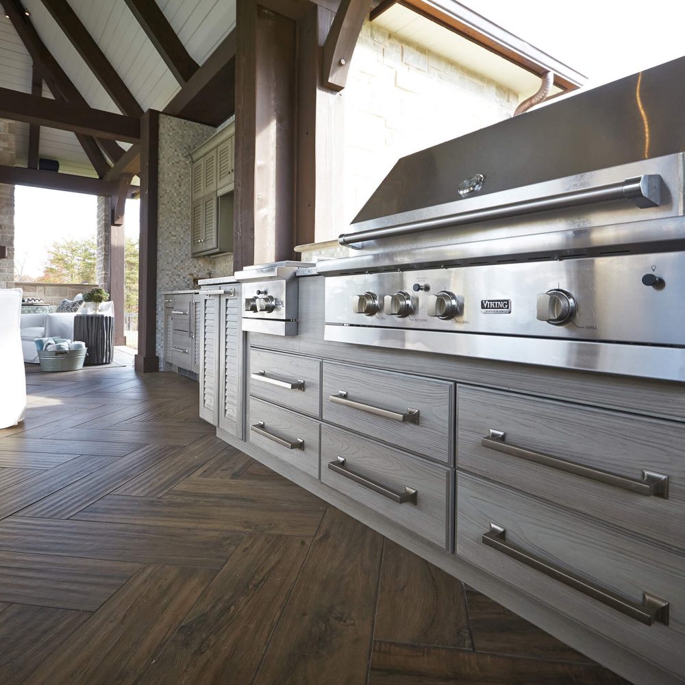 wooden flooring with beautifully designed wooden cabinets